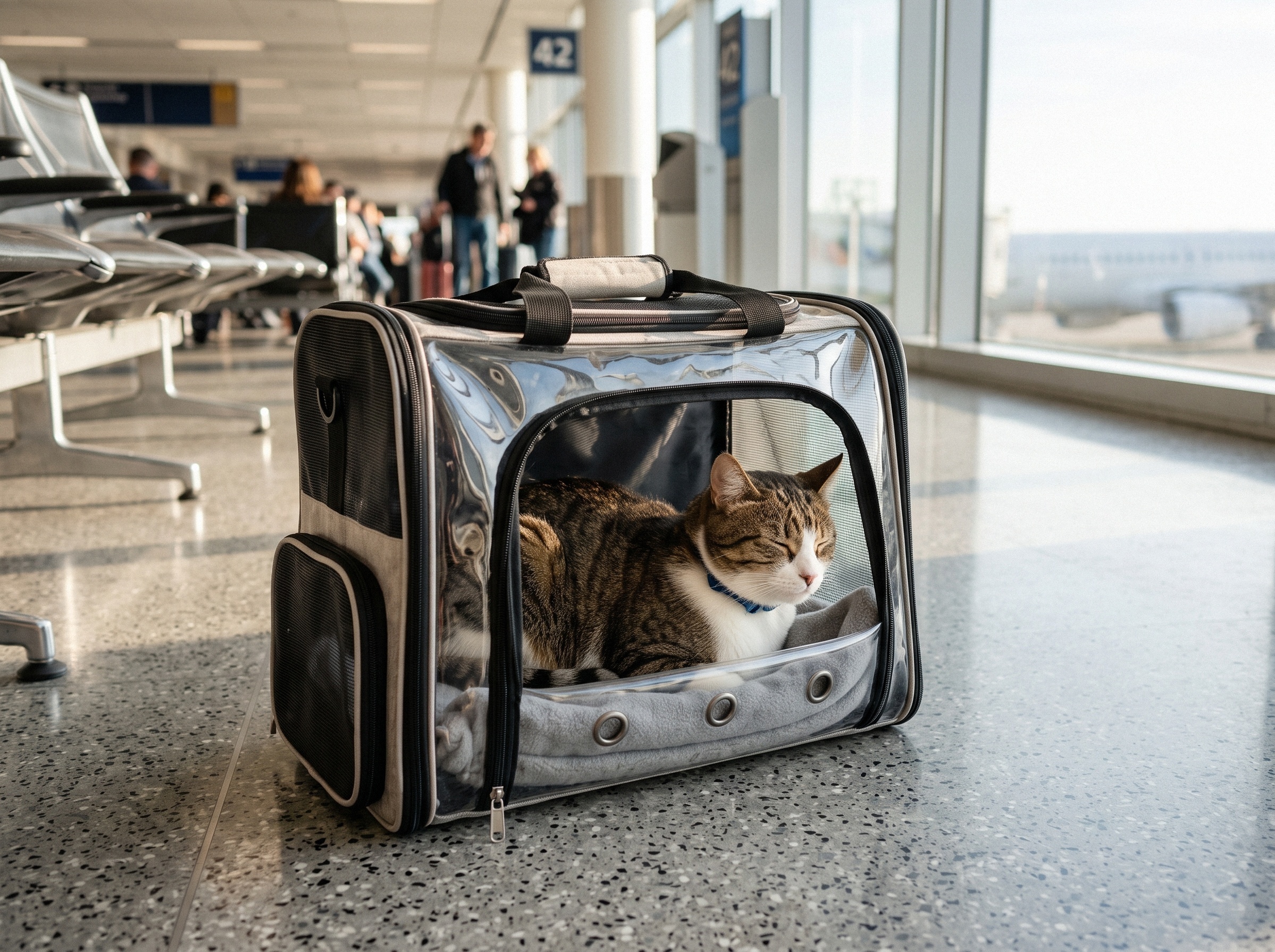 Mascota en aeropuerto con documentación legal CVI